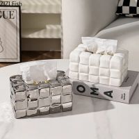 Electroplated Ceramic Tissue Box Creative Napkin Tissue Holder Nordic Home Decoration Art Living Room Tissue Storage Box Tissue Holders