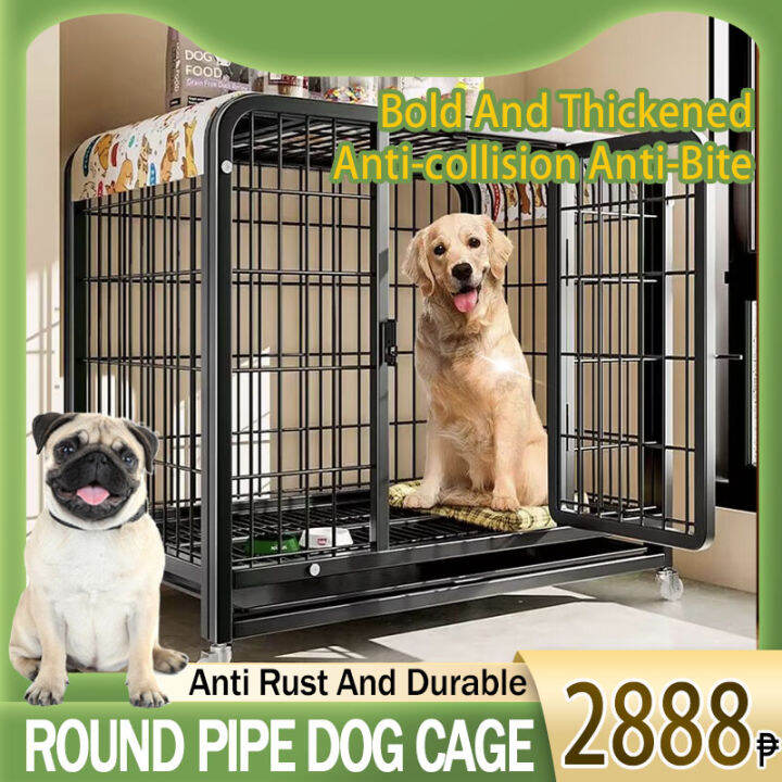 Square Tube Dog Cage Pet Cage Large Metal Dog Cage Crates with Bathroom