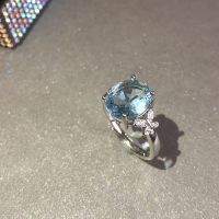 [COD] CUi high-end temperament simulation light sea blue topaz butterfly open ring female national style treasure exquisite