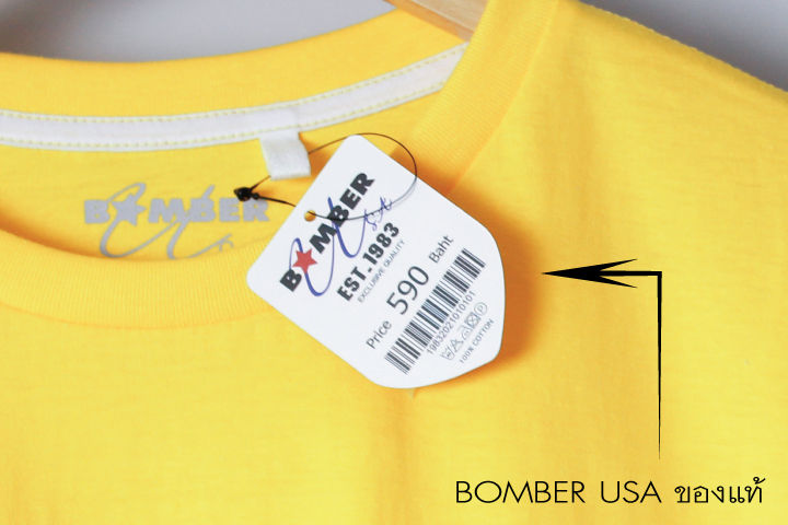 เสื้อยืดคอกลม-มีกระเป๋า-ปักลาย-bomber-usa-แบรนด์แท้-100-ป้ายห้อย-590บาท-ไม่ย้วย-งานป้าย-เสื้อยืด-สีพื้น-รุ่นกระเป๋า