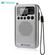 RETEKESS TR106 Đài FM AM Cầm Tay Màu Bạc Với Loa Màn Hình LCD Đồng Hồ Giắc thumbnail