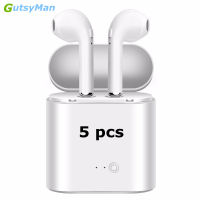 GutsyMan Wholesale 5 pcs i7s TWS Mini Wireless Bluetooth Earphones Stereo Earbuds Headsets With Charging Box retail package