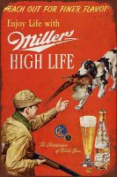 New Tin Sign 1958 Miller Beer and Pheasant Hunting Aluminum Metal Sign 8x12 Inches