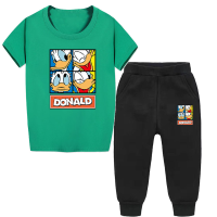 Childrens Cartoon Print Set Summer Short-sleeved T-shirt + Trousers Suit Kids Clothes T-shirt Pants Set Birthday Gift