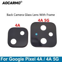 Aocarmo กระจกกล้องถ่ายรูปหลังสำหรับ Google Pixel 4A 5G ด้านหลังพร้อมกาวและชิ้นส่วนทดแทนปลอกคอกันสุนัขเลีย