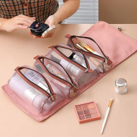 【cw】4pcs In 1 Detachable Makeup Bag Women Zipper Mesh Large Capacity Cosmetics Pouch Foldable Portable Travel Wash Storage Baghot