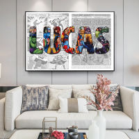 Personalised Name Words With Marvel Art Pantings On the Wall Decor Superhero Canvas Posters Pictures Gift Framed Ready to Hang