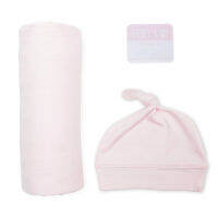 LULUJO ชุดผ้าอ้อมมัสลินคอตตอนแบมบู พร้อมหมวก - Baby Pink