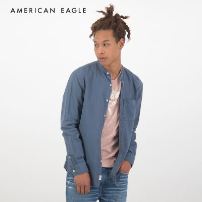 American Eagle Band Collar Linen Button-Up Shirt เสื้อเชิ้ต ผู้ชาย  (NMSH 015-1484-442)