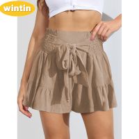 Wintin Summer Hot Sale New Lace-up Ruffled Fashion Womens Wear Wide Leg Shorts Drape Versatile Casual Culottes