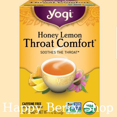 ชา YOGI ORGANIC HERBAL TEA 🍃⭐Honey Lemon Throat Comfort⭐🍵 ชาโยคี ชาสมุนไพรออแกนิค ชาเพื่อสุขภาพ จากอเมริกา🇺🇸 1 กล่องมี 16 ซอง