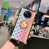 Glitter แฟชั่นรูปแบบ Love Heart Square เคสโทรศัพท์สำหรับ Xiaomi POCO X3 / Xiaomi POCO X3 NFC / Xiaomi POCO X3 Pro ทนต่อสิ่งสกปรกเคสกันกระแทกมือถือปกหลังพร้อมแหวนสำหรับ Xiaomi POCO X3