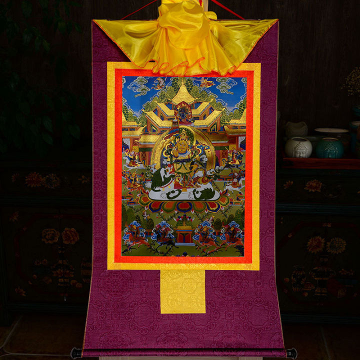 2023New Kho Báu Vua Thangka Tranh Treo Tây Tạng Vẽ Tay Thangka Lối Vào In Ấn