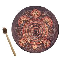 Shamanic Drums 10-Inch Tree Decorative Design with Drumsticks Instrumental Shaman Alchemy Moon Drum for Spiritual Music