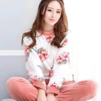 Winter Flannel Pajamas Sets For Women Thick Warm Long Sleeve Pyjamas Plus Size Hooded Cute Rabbit Ears Homewear Nightie