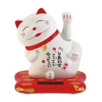 สินค้าใหม่ Lucky Cat แมวกวัก ตุ๊กตาแมวกวัก ขนาด 7.5cm แมวกวักนำโชค แมวกวักญี่ปุ่น แมวกวักโซล่าเซล สีขาว