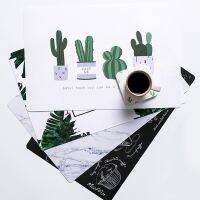 【CC】✿☾  Fashion Disc Bowl Coasters Anti-scalding Table Cactus Flamingos Placemat Rectangle Dining 45x30cm