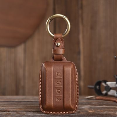 Leather Car Key Case Cover Fob For Great Wall GWM WEY TANK 300 500 Tank300 Tank500 Smart Remote Keychain Auto Accessories