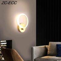 ZC-ECC European Style LED Gold Sconce Round Cycle Square Acrylic Wall Lamp for Stair Corridor Background Study Free Shipping