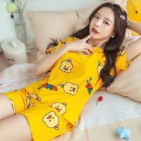 COD SDFGERGERTER 【SportsSpace】Summer Pajamas Women S Short-Sleeved Cartoon Casual Cute Suit Korean Style Loose Sweet Ins Student Outer Wear Homewear