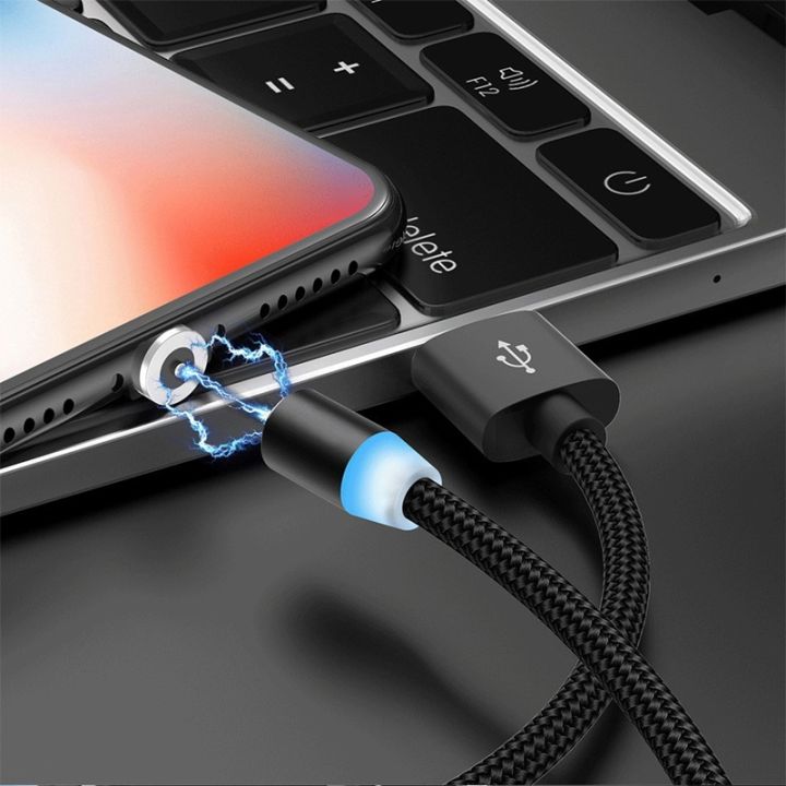 สาย-usb-หัวแม่เหล็กชาร์จเร็ว-c-charger-led-ชาร์จข้อมูล-micro-สำหรับ-samsung-s10-xiaomi-huawei