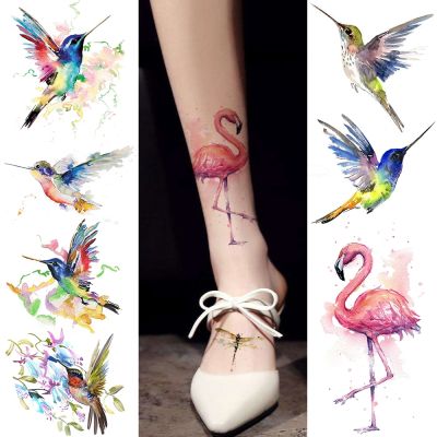 hot！【DT】☃┋  Watercolor Fake Temporary Stickers HummingBirds Tatoos Arms
