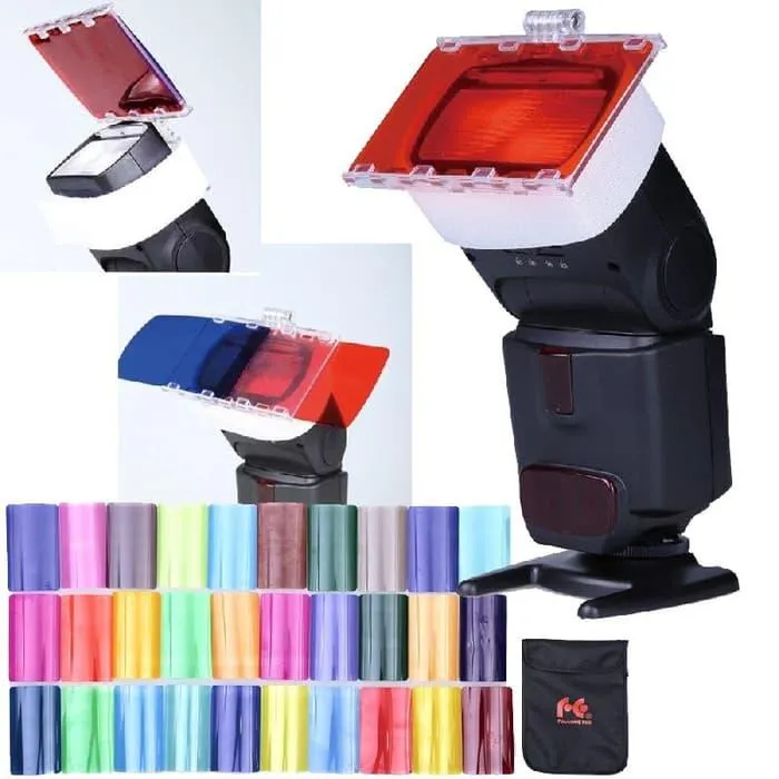 Diffuser Filter Kamera Dslr 30 Warna Dipasang Di Lampu Flash Eksternal