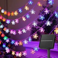 LED Solar Lights Snowflake Outdoor String Lights for Christmas Party Waterproof Fairy Lights Garden Garland Christmas Garland