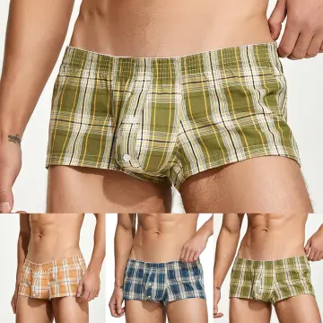 4PCS/Set New High Quality Mens Underwear U Convex Boxers Shorts Sexy Soft  Male Panties Plaid Breathable Underpants Size L--3XL