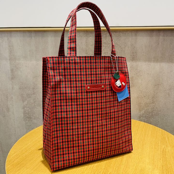 มาใหม่ล่าสุด-fami-กระเป๋าถือครอบครัวลายสก๊อตสีแดงน่ารักลำลองกระเป๋าถือไฟล์