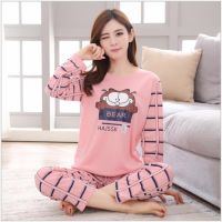 【สินค้าพร้อมส่ง】 sizem-xxlbaju tidur ชุดนอนผ้าไหมนมชุดนอนแขนยาว