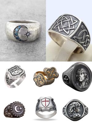 แหวนแบบย้อนยุคลายใบไม้สร้างสรรค์ทำจากเครื่องประดับแฟชั่น Euramerican วงแหวนพื้นผิวแบบโบราณ