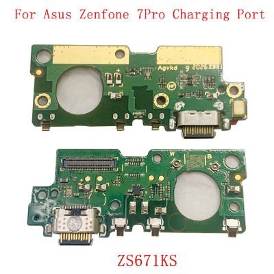 บอร์ดเชื่อมต่อชาร์จพอร์ต USB ดั้งเดิมสายเคเบิ้ลยืดหยุ่นสำหรับ Asus Zenfone 7 ZS670KS 7 Pro อะไหล่ซ่อมแซมชิ้นส่วนเชื่อมต่อชาร์จ ZS671KS