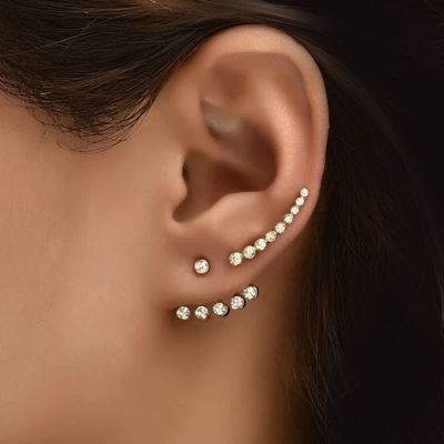 【YF】 Simple Fashion Long Ear Clips Chain Leaf Piercing Accessories Prom Party Shiny Dangle Designer Earrings Hooping Cuff