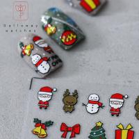 GALLOWAY เสน่ห์ สโนว์แมนดีไซน์ ซานต้า ELK Christmas Nail Art ตกแต่งเล็บ DIY 5D สติกเกอร์ติดเล็บลายนูน อุปกรณ์ทำเล็บ