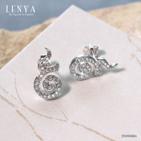 LenYa Jewelry ต่างหู ดีไซน์เลข ๙  ไทย ตัวเรือนเงินแท้ชุบทองคำขาว