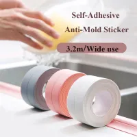 32x2.2cm Bathroom Shower Sink Bath Sealing Strip Tape White PVC Self Adhesive Waterproof Wallpaper Bathroom Kitchen Home Decor