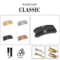 ✺┅▽ Professional Stainless Steel Folding Buckle Black/ Silver/ Rose Gold Plating Buckle 9MM/16MM Interface For Silicone Strap