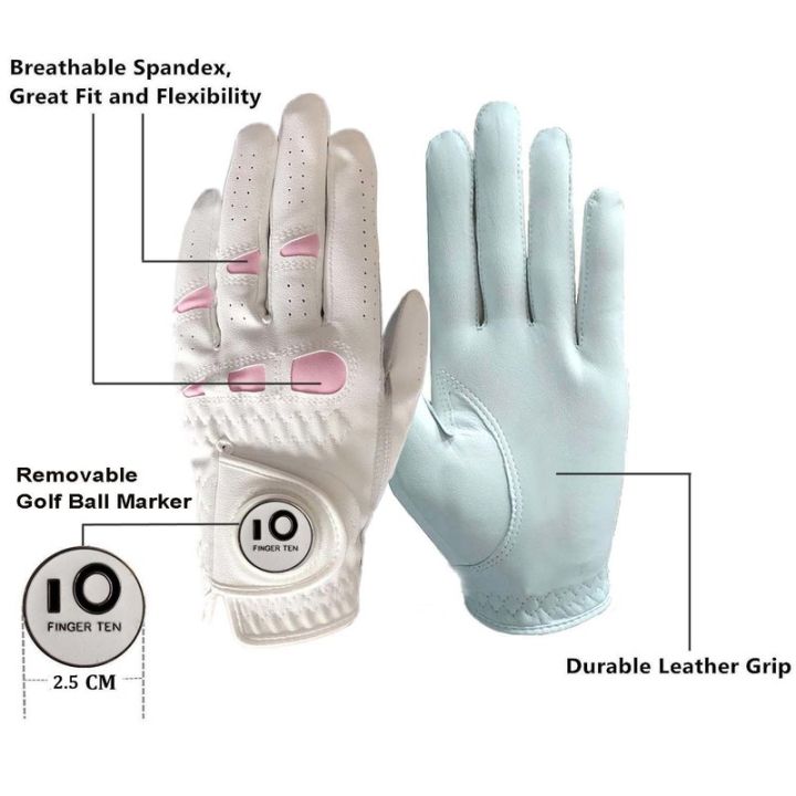 2-pack-or-1-pair-cabretta-leather-womens-golf-gloves-with-ball-marker-left-right-hand-extra-grip-ladies-sizes-s-m-l-xl