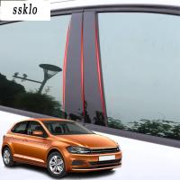 (Ssklo) 6Pcs/8Pcs สำหรับ Volkswagen Polo Mk5 Mk6 2009-2020 Pvc รถเสาหน้าต่างสติกเกอร์ตกแต่งกลาง Bc สติกเกอร์เสาร์ภายนอก Auto Parts