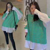 8173# Maternity Tops Spring Autumn Hooded Stripe Long Sleeves Easy Matching Loose Stylish Tops Women