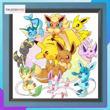 Pokemon Eevee Evolution DIY Full Round Drill 30x40cm Diamond Painting