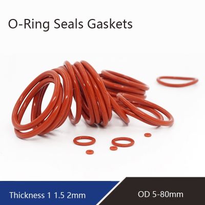 Ketebalan 1 1.5 2Mm Makanan Kelas Silikon O-ring OD 5-80Mm Cincin Merah Pencuci Gasket Fleksibilitas Yang Baik