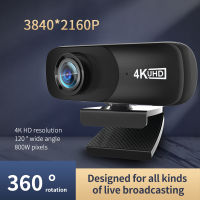 TISHRIC Best C160 2160P Webcam 4K UHD 3840*2160P Web Cam 800W Pixels Computer Camera 120° Wide Angle Web Camera with Microphone