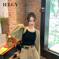 IELGY เสื้อสเวตเตอร์ผู้หญิง,เสื้อแจ็กเก็ตสายเอี๊ยมชุดสองชิ้น [ซื้อแยกต่างหาก]