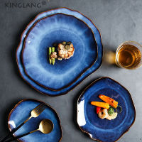 KINGLANG NEW Japanese Ceramic Food Flat Plate Pottery Irregular Dish Dinnerware Dropshipping Wholesale