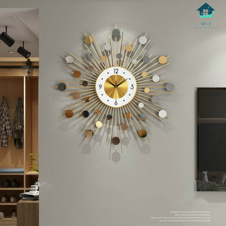 SFF2 Gold Luxury Large Wall Clock Modern Design Silent Round Art Wall Clock Living Room Horloge