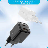 Vyvylabs 35W เครื่องชาร์จ USB QC ที่ชาร์จไฟรวดเร็ว USB ชนิด C พอร์ต USB คู่อะแดปเตอร์แบบพกพาเครื่องชาร์จติดผนังที่ชาร์จสำหรับเดินทางปลั๊ก EU/US สำหรับ IP 14 13 Pro Max