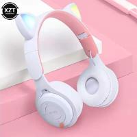 Luminous Headphones Headset Wireless Bluetooth Headset Cat Ears Trendy Cute Music Mobile Phone Computer with Microphone Over The Ear Headphones