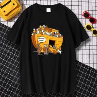 Cartoon Style Noahs Ark Cat Graphic Tshirts Kawaii Clothing Retro T Gildan Spot 100% Cotton